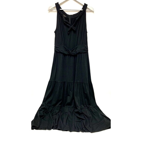 Talbots Dresses & Skirts - Talbots Black Tiered Maxi Dress Cotton Modal Back Zip Halter Jersey Women Medium